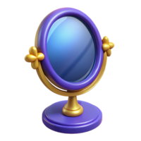Purple Gold Vanity Mirror 3D Model A dynamic depiction of a vanity mirror crafted in purple and gold, captured in a stunning three-dimensional model. png