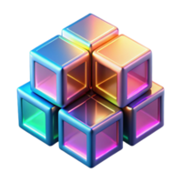 Iridescent Cubes 3D Render Abstract Background png