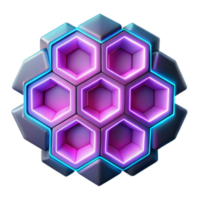 Abstract 3D Render Hexagon Pattern Neon Lights Background Image png