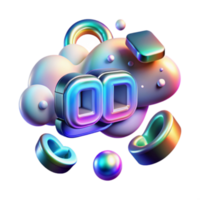 Abstract 3D Render Double Zero in Iridescent Cloud png