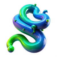 Abstract 3D Render of Colorful Swirling Liquid, Gradient Hues, Shiny Surface, Dynamic Flowing Forms, Green and Blue Tones, Fluid Design, Iridescent Texture, Vivid Colors, Organic Shapes png