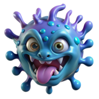 Playful 3D Render of a Cartoon Virus with a Mischievous Grin png