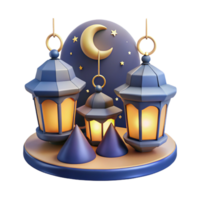Festive Lanterns Crescent Moon A joyful scene of festive lanterns illuminating a crescent moon, capturing the essence of celebration in a digital world. png