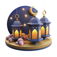 Festive Lanterns, Night Sky, 3D Render A joyful scene of festive lanterns illuminating the night sky, brought to life in a vibrant three-dimensional render. png