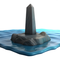 Stone Monument on an Island in Water in a Majestic Three Dimensional Scene of Historical Design png