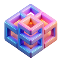 Abstract 3D Render Interlocking Cubes Gradient Colors png