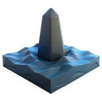 Stone in Water 3D Render A serene depiction of a stone navigating a body of water, captured in a stunning three-dimensional render. png