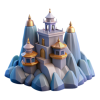 Mountaintop Temple 3D Model A majestic 3D model of a mountaintop temple, capturing its regal presence and cultural significance. png
