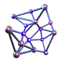 3D Render Abstract Network Structure Illustration Glowing Nodes and Connections png