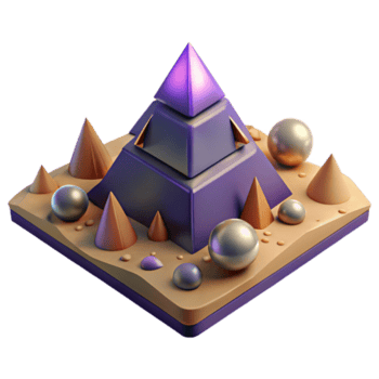Abstract 3D Pyramid Scene - A conceptual 3D render of an abstract pyramid scene creating a dynamic and modern visual composition png