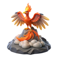 Fiery Phoenix as a Mythical Creature in a Mystical Setting with Enchanting Atmosphere png