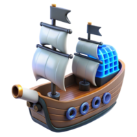 Cartoon Ship 3D Model A whimsical depiction of a ship brought to life in a playful three-dimensional model. png