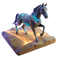 Cybernetic Horse in Desert - A futuristic depiction of a cybernetic horse navigating through a desert blending advanced technology with natural elements png