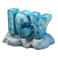 Icy 3D Render Text on Ice Background png