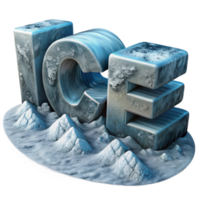 Icy 3D Textured Word ICE Render Glacial Winter Background Illustration png