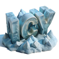Icy 3D Render Text on Snow png