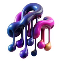 Abstract 3D Render of Flowing Colorful Paint Drips png