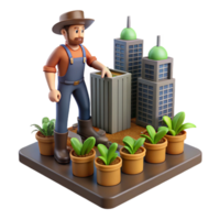 Urban Farming Rooftop Gardening A dynamic depiction of a garden navigating a rooftop, capturing the essence of urban farming in a digital world. png