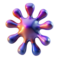 Abstract 3D Render of Iridescent Blob, Multicolored, Organic Shape, Dynamic, Colorful, Shiny, Glowing, Eight Lobes, Fluid, Smooth Surface, Digital Art png