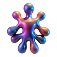 Iridescent 3D Abstract Blob Graphic Resource, Multicolored Liquid Form, Psychedelic Design Element png