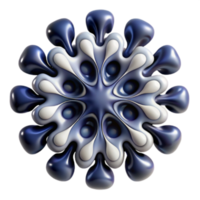 Abstract 3D Render of a Blue and White Organic Form, Intricate Design, Swirling Pattern, Symmetrical, Detailed, Microscopic View, Viral Structure, Digital Art, Geometric Shapes, Fluid Dynamics png