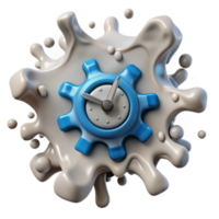 3D Render of Time Management Abstract Background with Clock Gear in Milk Splash png