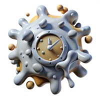 Abstract 3D Render of a Clock in a Spilled Liquid, Time Concept Illustration png