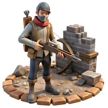 Post-Apocalyptic Archer with Crossbow in a Futuristic Setting with Dynamic Action png