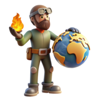 Global Fire Safety A 3D Adventure A dynamic depiction of a world navigating global fire safety, capturing the essence of adventure in a digital world. png