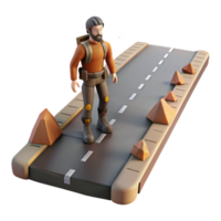 Hiker's Journey Road to Adventure - A dynamic depiction of a hiker embarking on a journey capturing the essence of exploration and adventure png