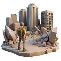 Post Disaster City Exploration - A dynamic depiction of a city exploration in a post disaster setting capturing the essence of adventure and discovery png