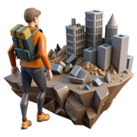 Post-Apocalyptic City Explorer in a Dynamic Three Dimensional Scene of Adventure png