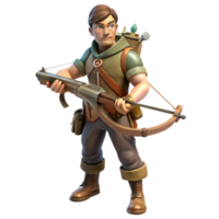 Hunter with Crossbow A dynamic depiction of a hunter wielding a crossbow, ready for adventure in a digital realm. png