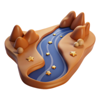 Starry River Landscape 3D Render - A mystical 3D render of a river landscape under a starry sky capturing its enchanting presence and celestial beauty png