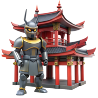 Robot Guardian Asian Temple A dynamic scene of a robot guardian navigating an Asian temple, capturing the essence of protection in a digital world. png