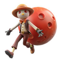 3D Animated Character with Planet - A dynamic 3D render of a character with a planet capturing the essence of space adventure and discovery png