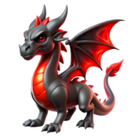 Red and Black Dragon Fantasy Art - A dramatic depiction of a red and black dragon capturing its intense and powerful presence png