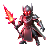 Dark Knight with Flaming Spear A dramatic depiction of a knight wielding a flaming spear, ready for battle in a digital world. png
