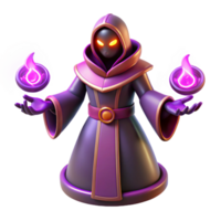 Dark Wizard with Purple Flames A magical scene of a wizard navigating a world of purple flames, capturing the essence of enchantment in a digital world. png