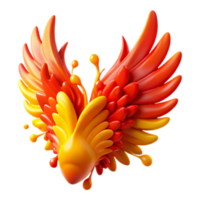 Abstract 3D Render of a Bird with Wings of Fire and Sun png