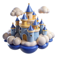 Fairytale Castle on Clouds in a Majestic Three Dimensional Scene of Enchantment png
