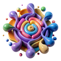 Abstract 3D Render Colorful Swirls and Splashes Graphic Design Element png