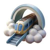 Cartoon Train in Tunnel in a Whimsical Three Dimensional Scene of Adventure png