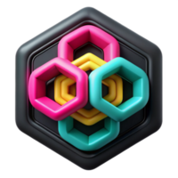 Hexagon Abstract 3D Render Colorful Geometric Design png