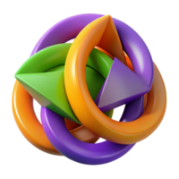 Abstract 3D Render Intertwined Colorful Shapes Design png