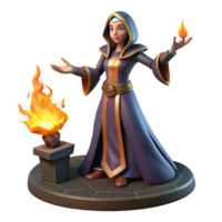 Fantasy Mage with Fire Magic A magical scene of a mage navigating a world of fire magic, capturing the essence of enchantment in a digital world. png