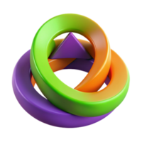 Abstract 3D Render Interlocking Rings and Triangle Design png