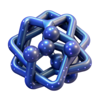 Abstract 3D Render Blue Geometric Structure Intertwined Cubes and Spheres Glowing Particles png