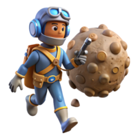 Astronaut Exploring an Asteroid with Scientific Instruments and Space Suit png