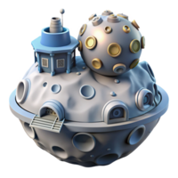 Lunar Base on Asteroid in a Futuristic Three Dimensional Scene of Innovation png
